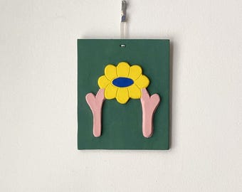 Flor Refletora — Arte de Parede em Azulejo Cerâmico