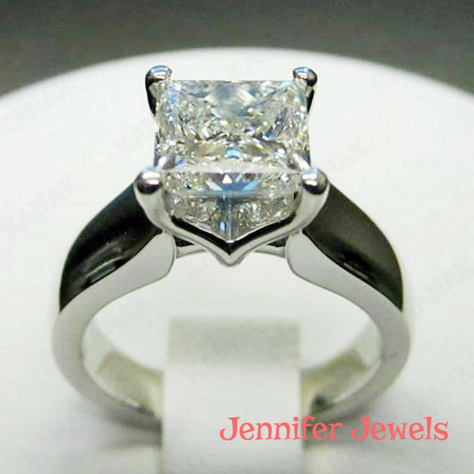 1.00ct Princess Cut VVS1 Diamond Solitaire Engagement Ring White Gold Finish 