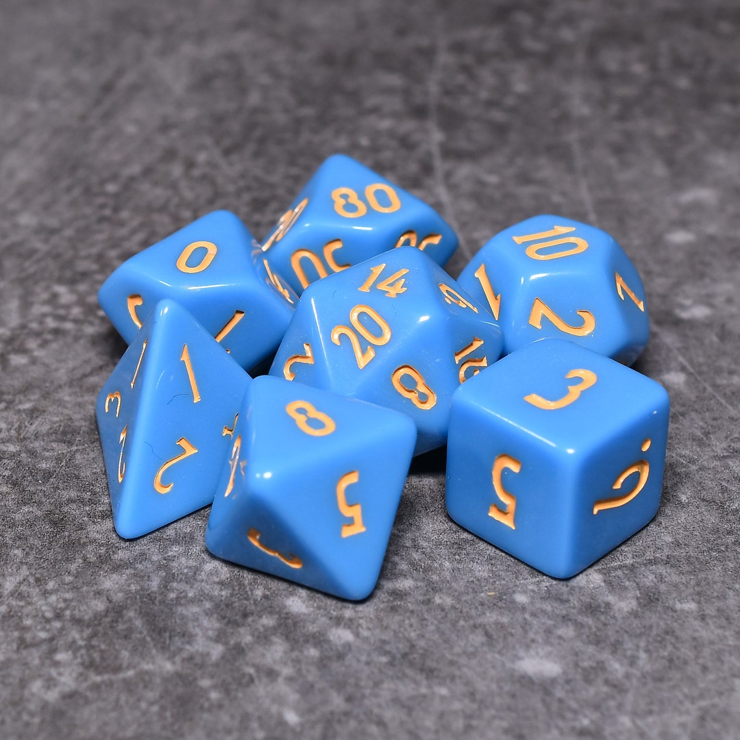 Blue and Gold Dnd Dice Set Role Playing Dice Set Dungeons Etsy