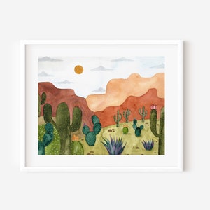 Desert art print, desert decor,  arizona gifts, arizona wall art, southwest home decor, original watercolor.