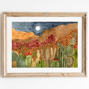 Desert Painting Original Artwork, Wall Art cactus Original Art, abstract Landscape Painting