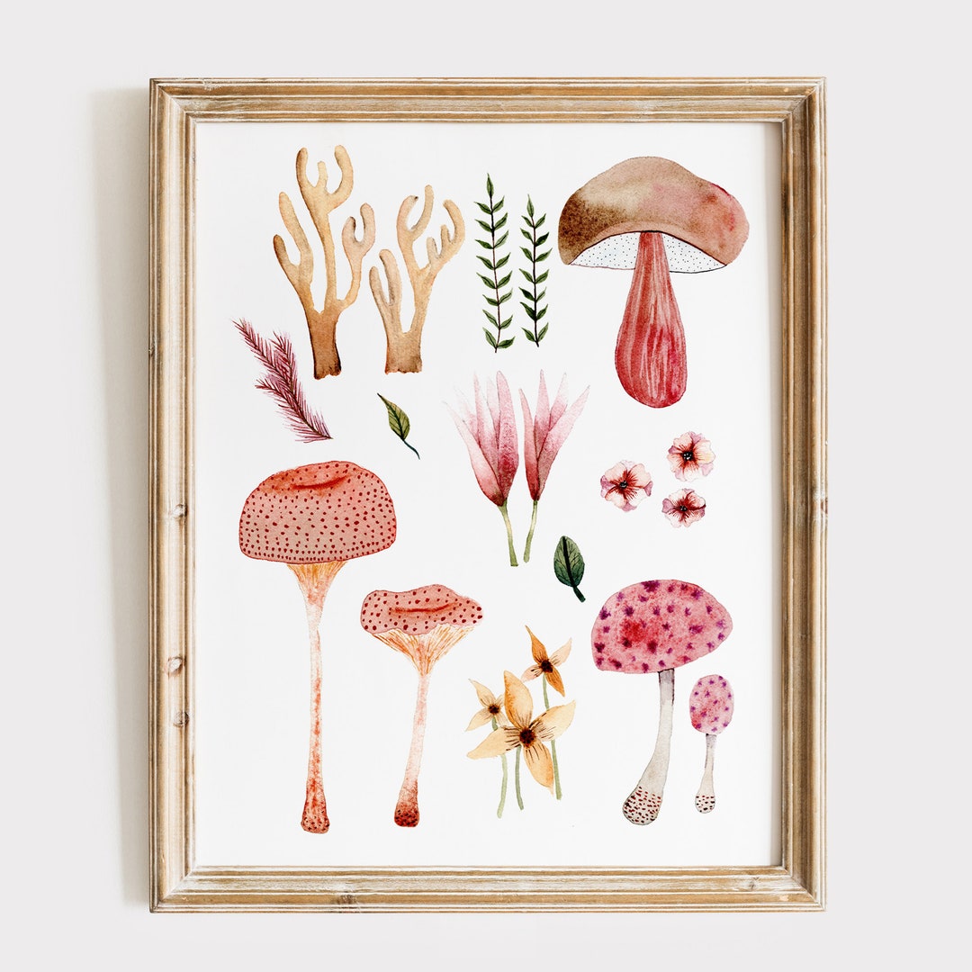 Summer Mushrooms, Dancing Mushrooms, Mushrooms Wall Decor. - Etsy
