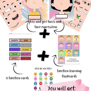 Emotions Activity for Kids Boy and Girl Version Toddler Emotions  Homeschool Autism Activities Feelings Chart Printable Preschool Worksheets