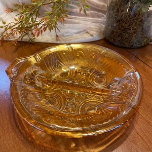 Marigold Carnival Glass relish / nut / trinket Dish Killarney Pattern