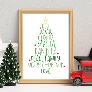 Custom Name Christmas Tree PRINTABLE, Custom Family Christmas Print, Christmas, Christmas Tree, Christmas Decor, PRINTABLE
