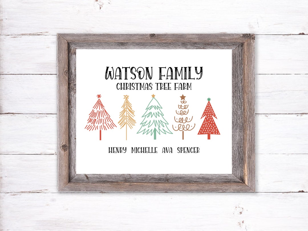 Custom Name Christmas Tree PRINTABLE, Personalized Family Christmas ...