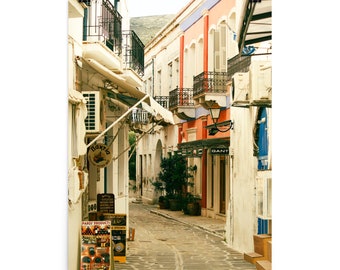 Colorful Paros, Greece Street Photography Art Print/ Greek Isles Photo/ Aegean Sea Island Photography/ Old Street Greece Print/ Paros Art