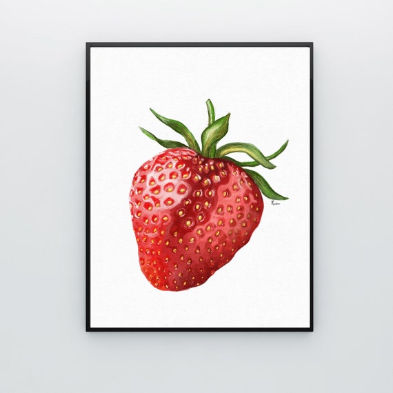 Strawberry Watercolor Print - Kitchen Wall Art