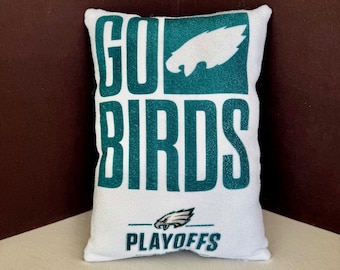 Handmade Eagles Rally Towel Pillow - Faux Leather Back, Game Day Decor