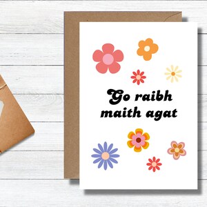 Go raibh maith agat Card | Retro Flowers 60s 70s 80s 90s | Thank you Card | Irish/Gaeilge | Greeting Card | Supportive Appreciation Gift |