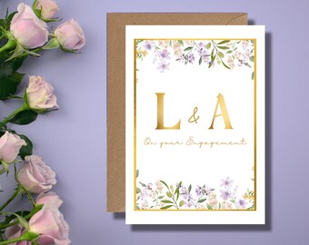 de fiançailles | Cadeau de voeux irlandais | Occasion | Carte de fiançailles pour mariage | Personnalisation avec initiales | de feuilles de vigne |