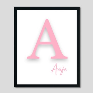 Baby Girl Name Print | Nursery Babyroom Print | Customised Personalized Name Initial | Personalised Baby Art | Pink Kids Wall Art Decor |