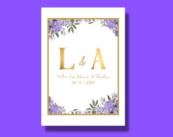 Tarjeta de boda / Regalo de saludo irlandés / Ocasión / Día del matrimonio / Personalizado con iniciales y fecha / Tarjeta de hojas / Tarjeta A6 o A5 /