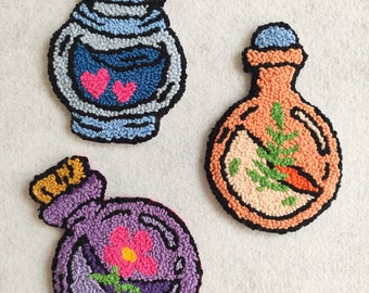 Handgemachte Punchneedle Trank Untersetzer: Witchy Home Decor