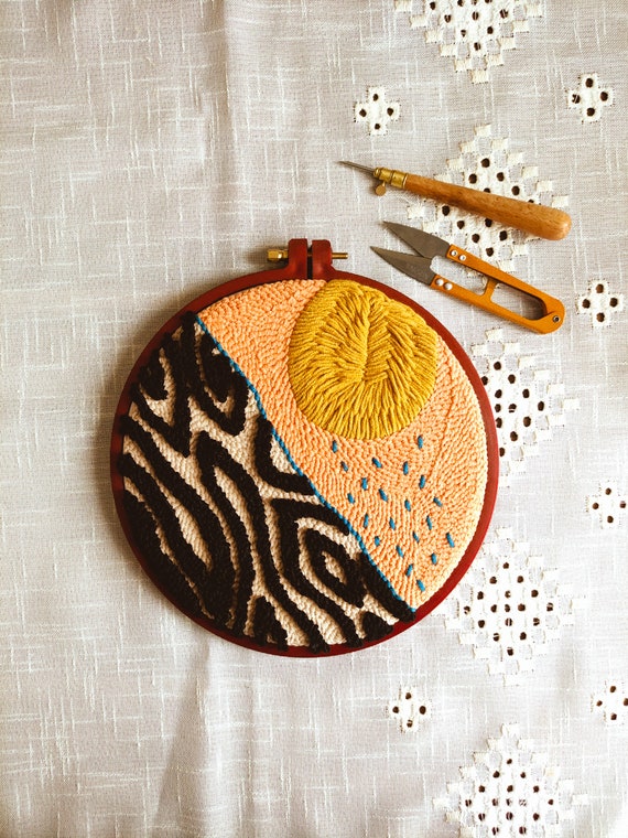 Abstract Boho Wall Decor Punch Needle Art, Embroidery Wall Hanging Punch  Art Decor 