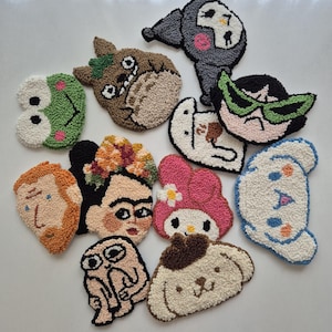 Punch Needle Untersetzer, Getuftete Becher Teppiche, Bunte Comicfiguren Mini Teppich Tischdekoration, Einzigartiges Handgemachtes Geschenk