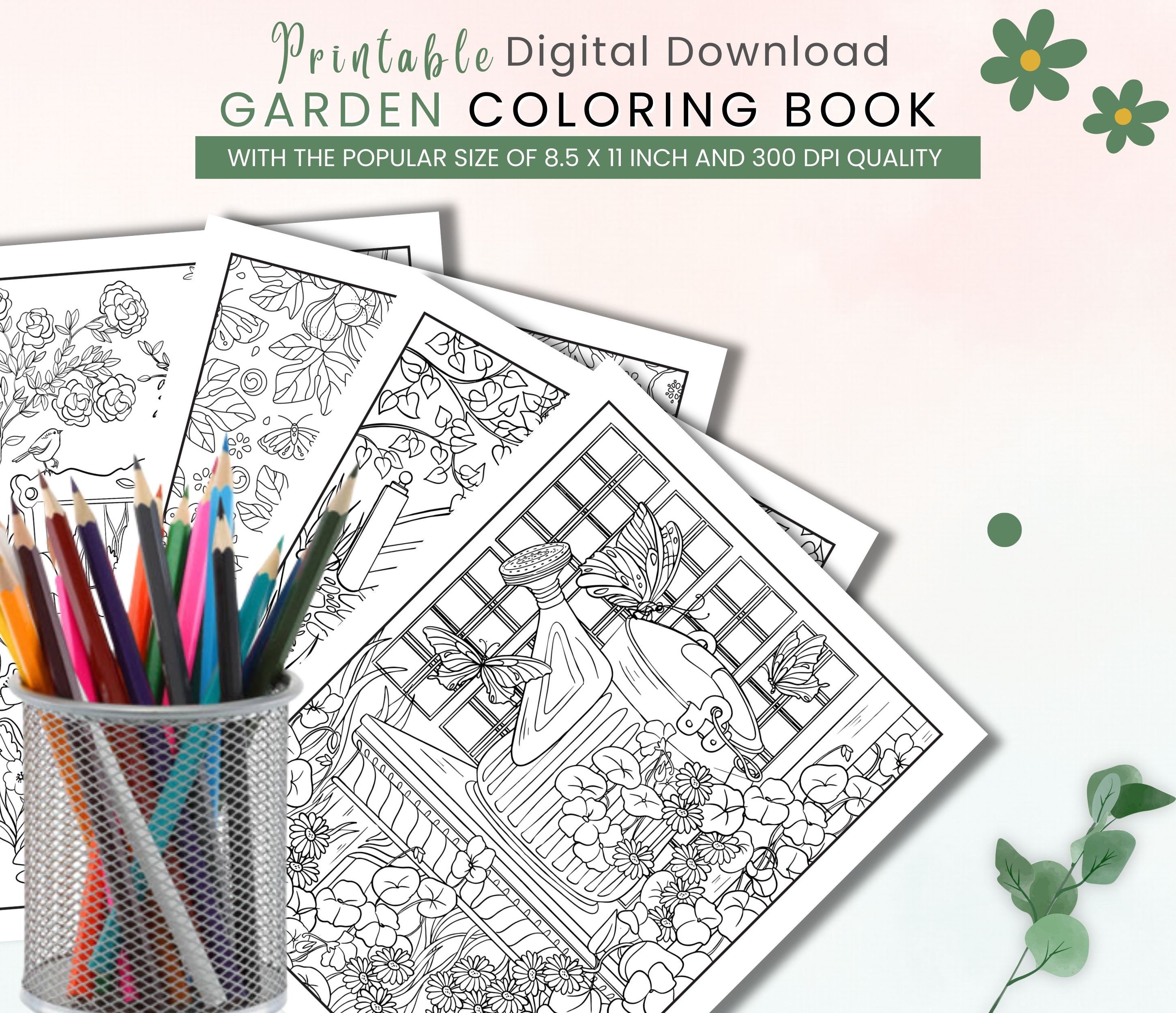 NEW Printable Garden Coloring Pages, Digital Download, 50 High Quality ...