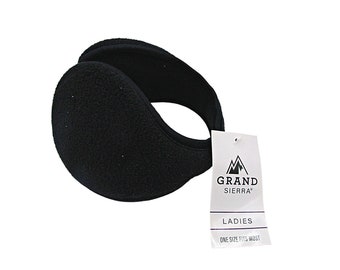 NEW Grand Sierra Earmuffs Black Plush Soft Warm Protector Ear Cover Wrap OSFA