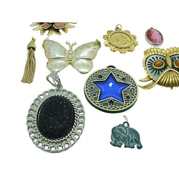 Lot 14 Vintage Brooches & Pendants Butterfly, Owl… - image 3