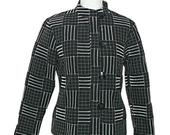 Analogy Blazer Petites Womens Size PM Embroidered Black White Long Sleeve Jacket