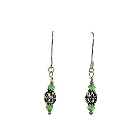 Fat Dog Silver Beads & Swarovski Peridot Green Cr… - image 7