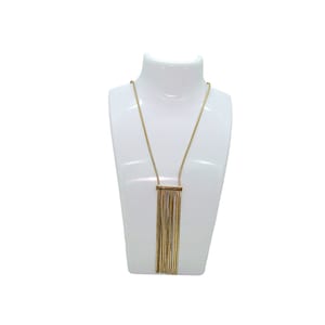 Tassel Fringe Waterfall Pendant Necklace 20&quot; Gold Plated Minimalist