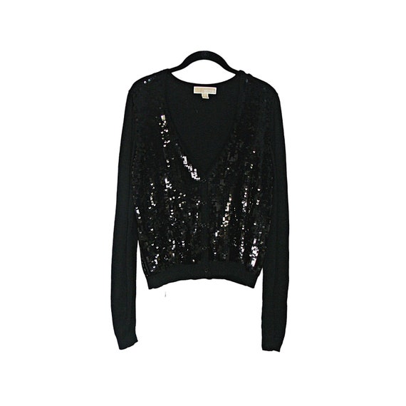 Black sequin cardigan sweater outlet