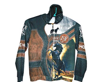 American Horse 3D Print Full Zip Hoodie - Size 2X