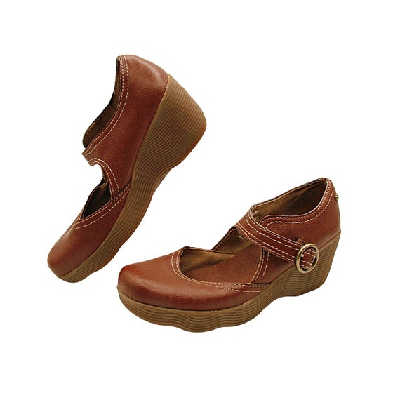 Skechers Womens Tan Wedge Heel Side Buckle Platform Mary Jane - Etsy