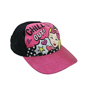 JoJo Siwa Girls Pink Black Sparkle Chill Out Bright Colors Snapback Hat Cap OSFA