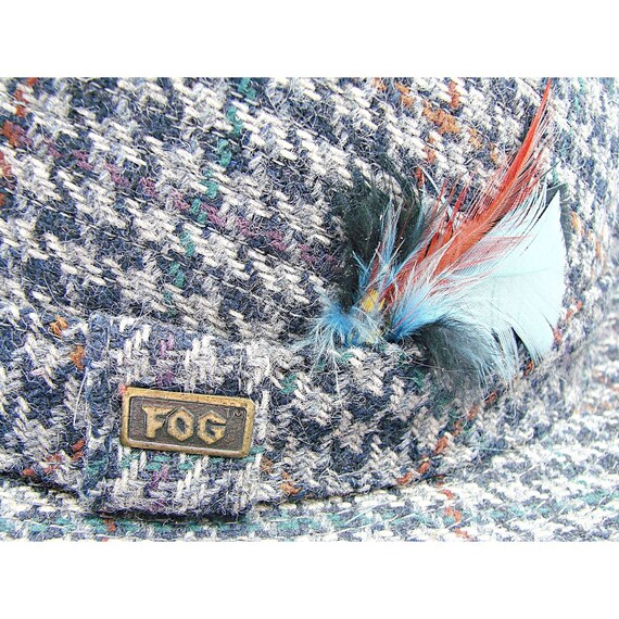London Fog Fedora Hat Multicolor Gray Plaid Feath… - image 8