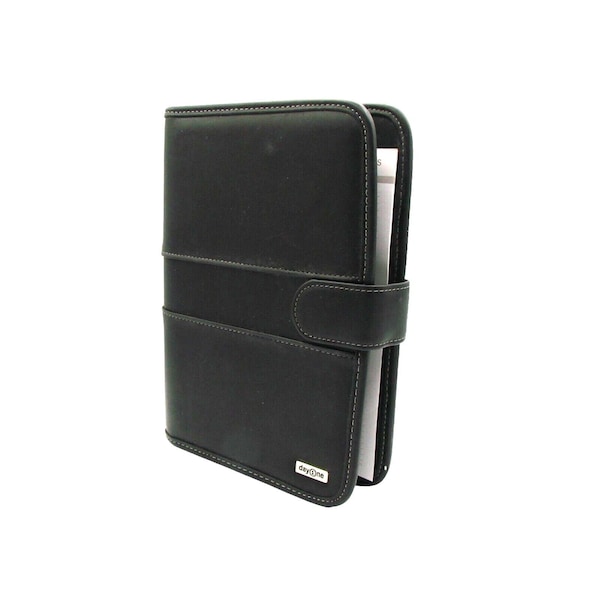 Franklin Covey Day One Planner Organizer Sim Leather Ring Binder Black Snap Lock