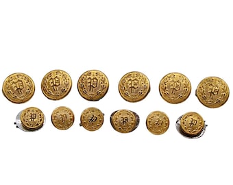 12 Vintage Uniform Coat Jacket Shank Buttons Initial P Police Superior Quality
