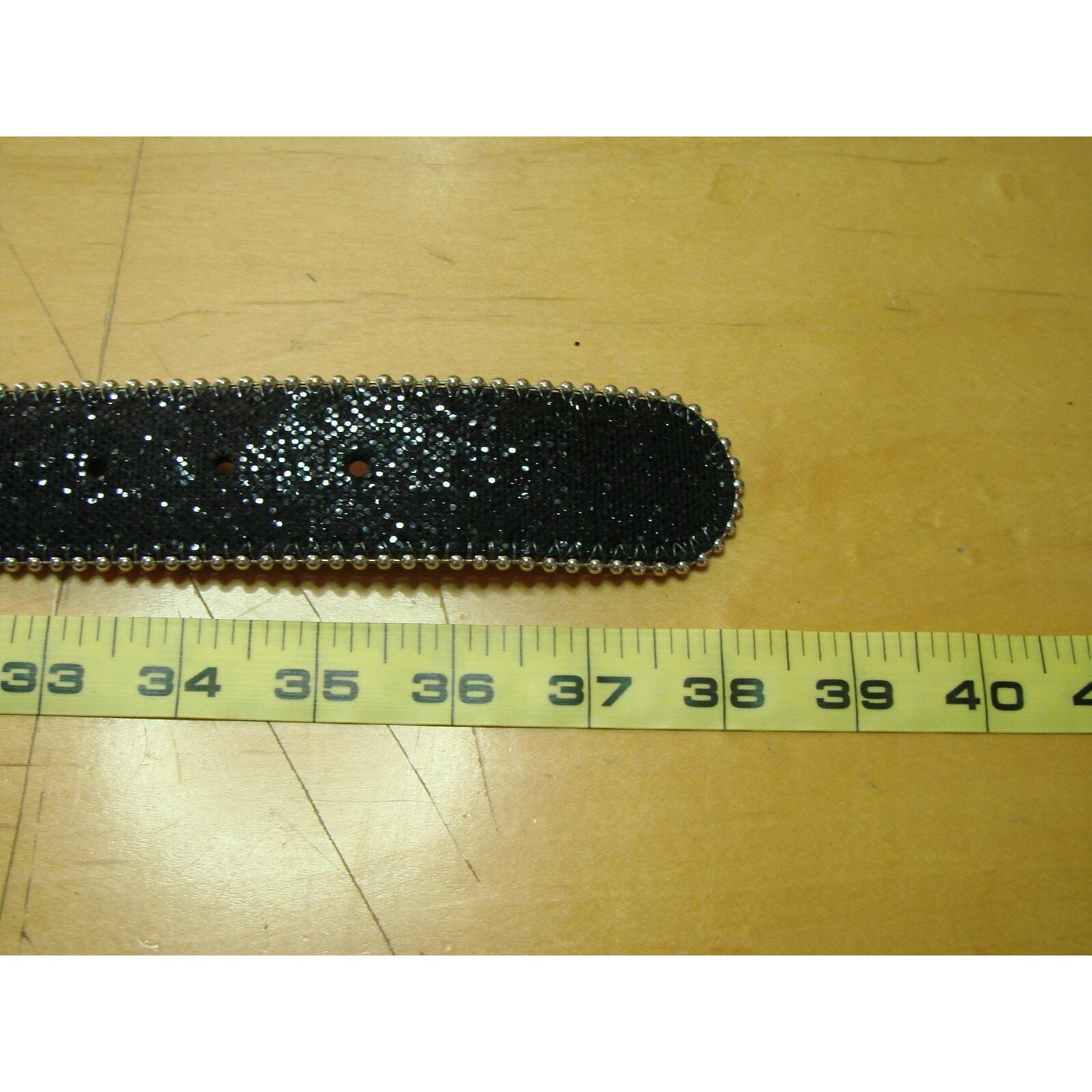 Hot Topic Size 32 Black Glitter Sparkle Belt Silver Stud Edge Buckle Fashion Vtg Black & Silver Stud Western Belt | Hot Topic main image 3