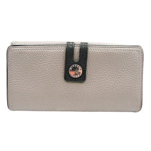 Cartera Michael Kors para mujer de cuero guijarro gris negro con ranuras para tarjetas de identificación plegables