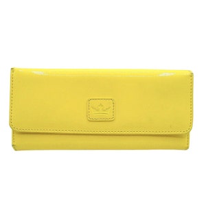 Cartera Baekgaard de piel sintética con diseño de plátano amarillo y ranuras para tarjetas, tres pliegues, 8,5 x 4 pulgadas