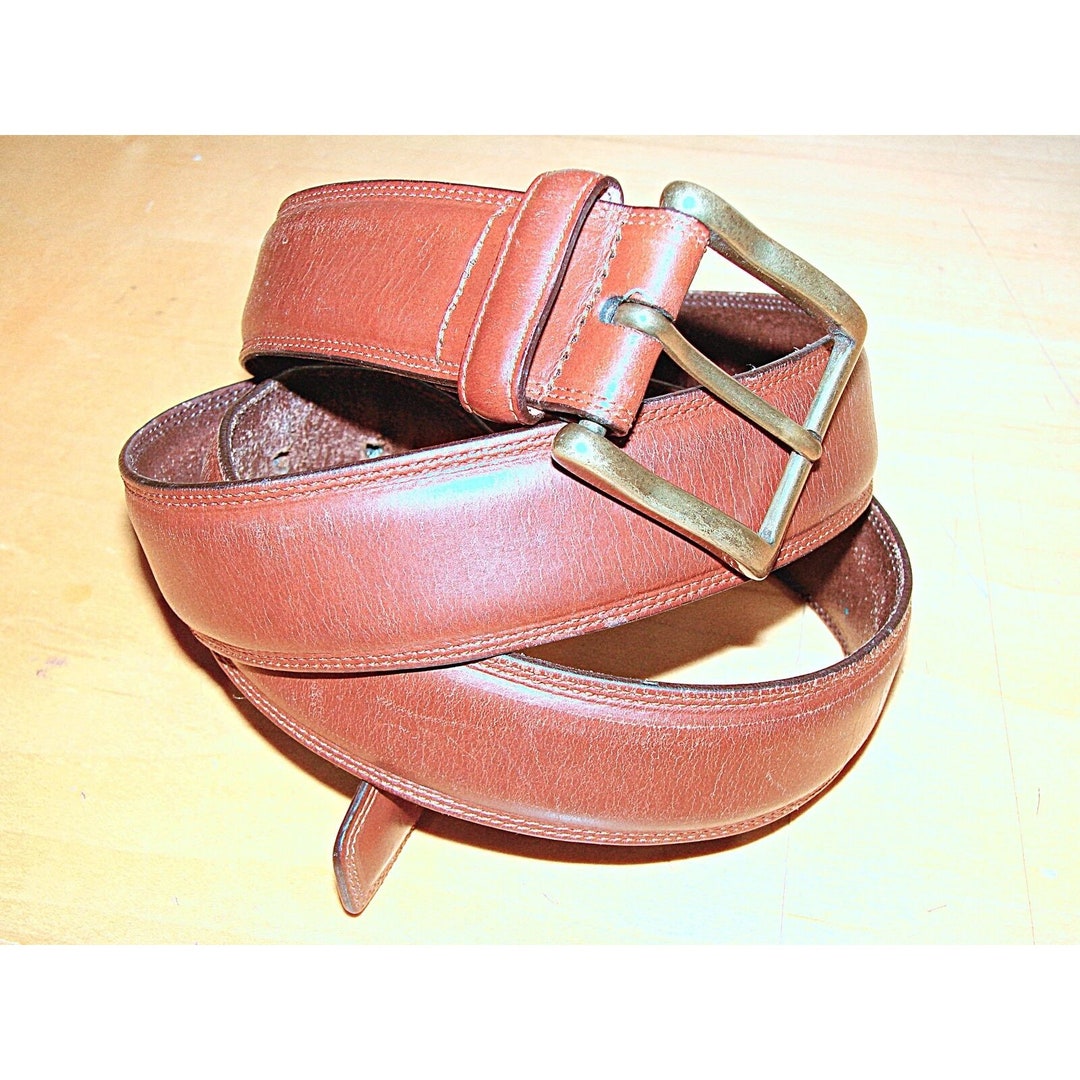 Roundtree Yorke Mens Belt Full Grain Cowhide Leather Belt Brown