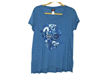 Camiseta azul con estampado floral para mujer de Nueva Orleans, Luisiana, talla XL ¡Súper suave!