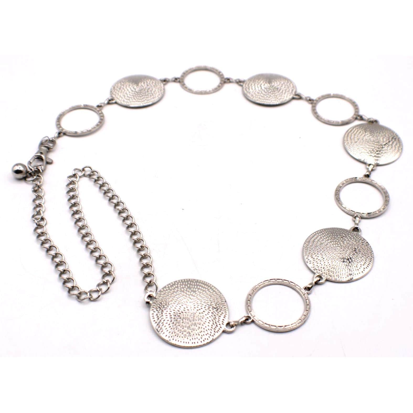 Vintage RETRO Stainless Steel oval chain belt Ladies Metal Oval Circle Chain Belt, Gold | O/S - 39 End To  main image 3