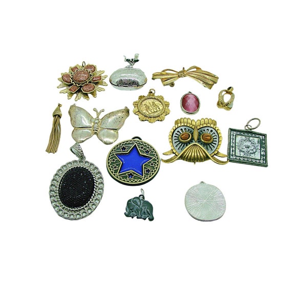 Lot 14 Vintage Brooches & Pendants Butterfly, Owl… - image 1