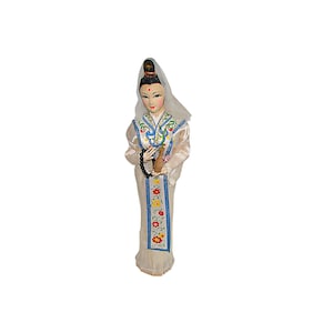 Vintage Oriental Asian Geisha Girl Doll Souvenir Traditional Kimono Wear 15.5&quot;