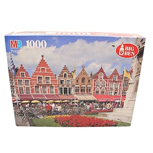 Milton Bradley Puzzle Big Ben 1000 Interlocking Pieces Brugge Belgium 26x20&quot;