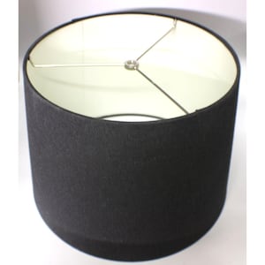 Black Linen Cotton Cylinder Drum Lamp Shade 12x10" Spider Fit Modern Simple