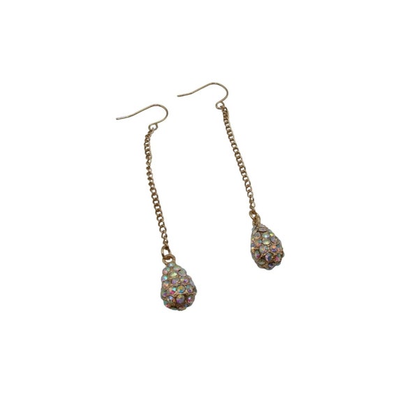 Rhinestone Opal Colored Crystal Teardrop Dangle E… - image 3