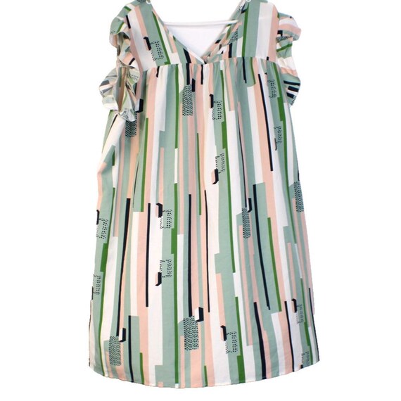 Shein Curve 4XL Geo Print Flutter Sleeve Dress Pe… - image 2