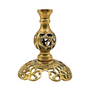 Ornate Small Brass Lamp Base Candlestick Holder Home Accents Vintage Retro 4x6&quot;
