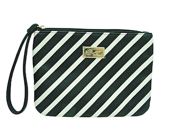 Luv Betsey Johnson Wristlet: Black & White Stripe Makeup Bag