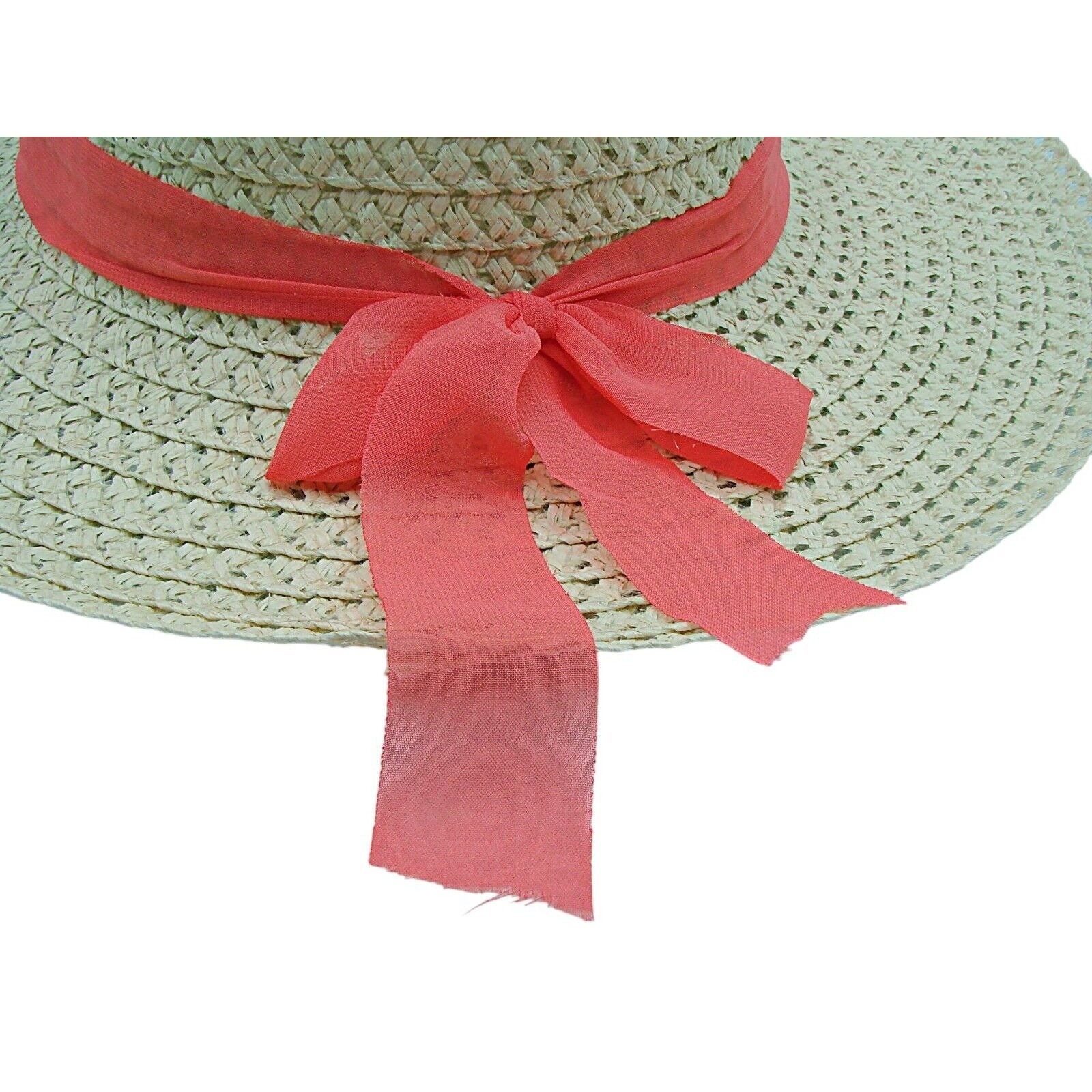 Da-Me Straw Sun Hat with Pink Ribbon Trim Pink Ribbon Sun Hat - Etsy main image 4