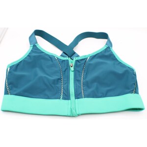 Fabletics Zoe High Impact Sports Bra Size Sm Teal Aqua Front Zipper Mesh Panels