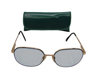 Blue Mayra II Large Frames Eyeglasses Blue Light Filtering Gold Tone w/ Case Vtg